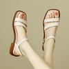 2025Summer Gladiator Woman Sandals Fashion Open Toe Narrow Band Low Heel Roman Outdoor Beach Vacation Sandalias