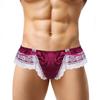 Men's Sissy Frilly Ruffled Lace Trim Crossdress Underwear G-String Thongs Briefs Panties