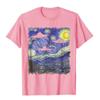 Unisex UFO Alien Abduction Starry Night Van Gogh Painting Tee Shirt Cotton Customized T Shirt New Arrival Unisex T Shirt Geek