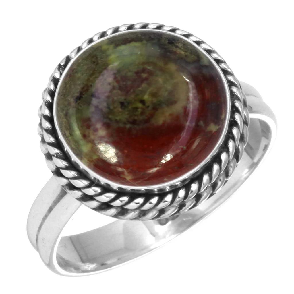 925 Sterling Silver Ring Women Gemstone Handmade Jewelry Birthday Gift Dragon Blood Jasper Garnet In Limestone Kiwi Quartz Statement