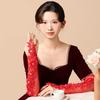 1 Pair Fingerless Gloves Hollow Out Patchwork Soft Breathable Bridal Gown Mittens Lace Embroidery