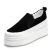 Fashion Genuine Leather Women Shoes Platform Wedge Sneakers Chunky Shoes Slip On Slipon Black Women Casual Shoes Slipony Spring Autumn
