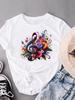 (Asian Size) Clothing Print Lovely Flower Trend 90s Female Casual Short Sleeve Fashion T Women's Top Graphic Tee T-shirts