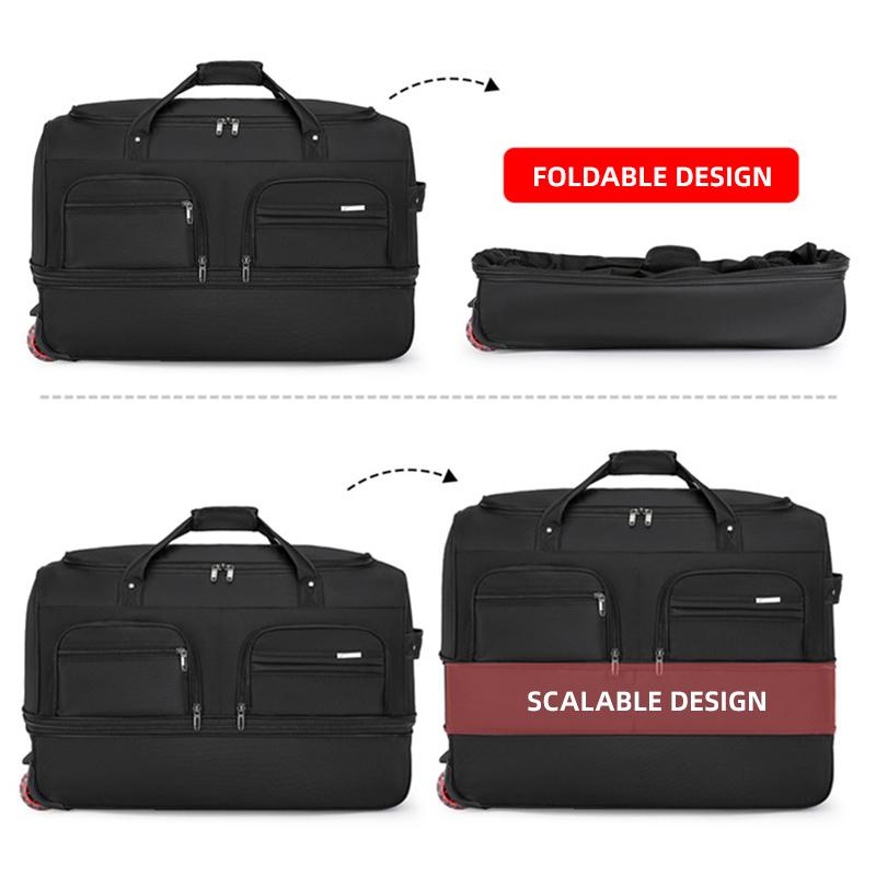 Increased Capacity Travel Bag Multi-function Folding and Expandable College Student Luggage Bag Long-distance Trolley Bag