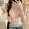 Fashionable V-neck Knitted Sunscreen Long Sleeved T-shirt for Women In Early Autumn American Style Slim Fit Micro Transparent Cover Up Pure Desire Top