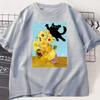 Vincent Van Gogh Cat T-shirt Women Sunflowers Print Tshirt Funny Cute Cat Kitten T Shirt Cotton Short Sleeve Clothes