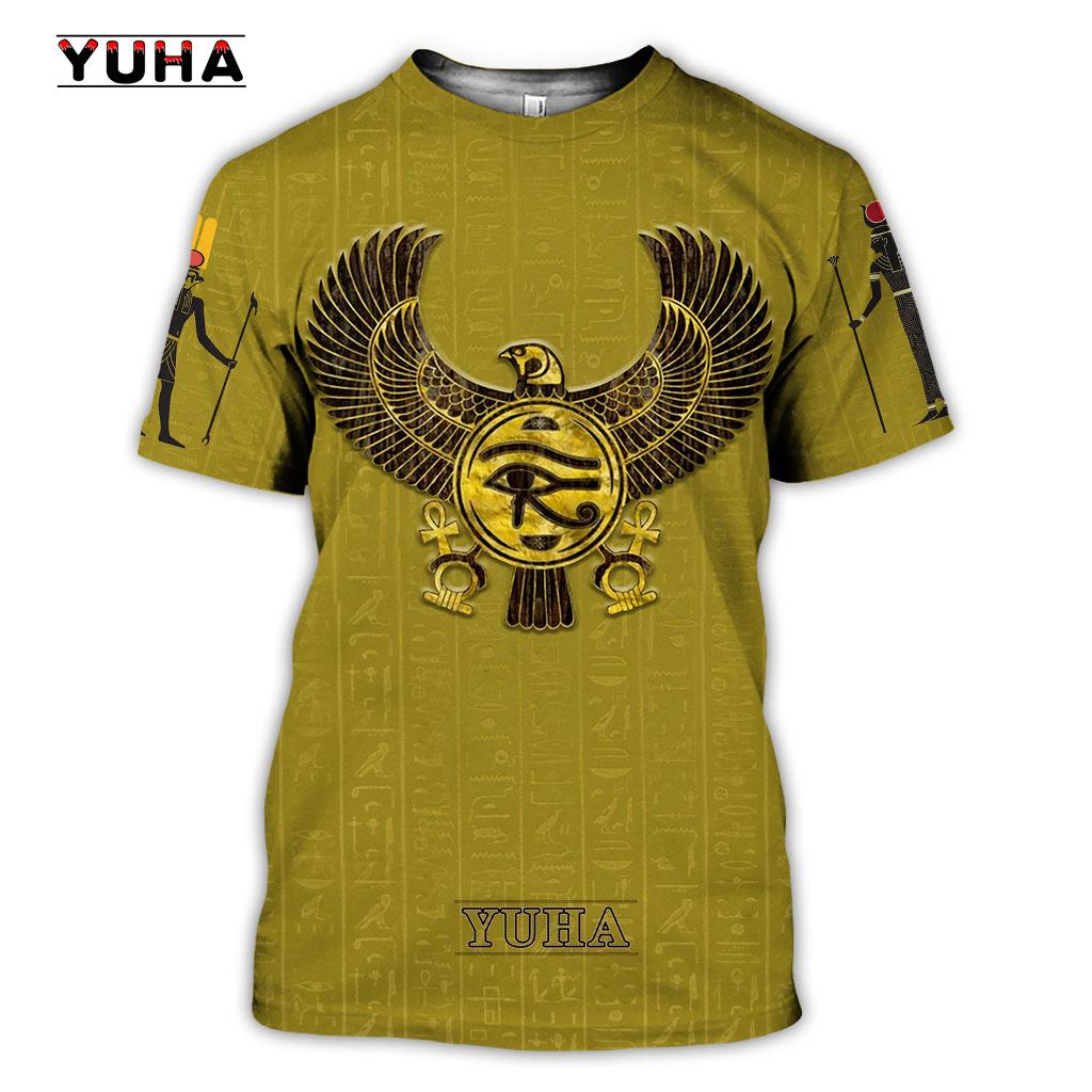 Men's T-shirt Summer Retro Style Fashion Egyptian Pharaoh Print Short Sleeve Tee Shirts Quick Dry Men's Crew Neck Loose Tops