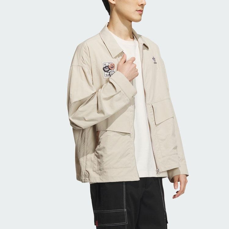 Adidas Originals X Changchangxiong Collaboration Nagaba Sportswear Ss23 Flap Pocket Logo Zip воротник куртка мужская куртка бежевый IS0643