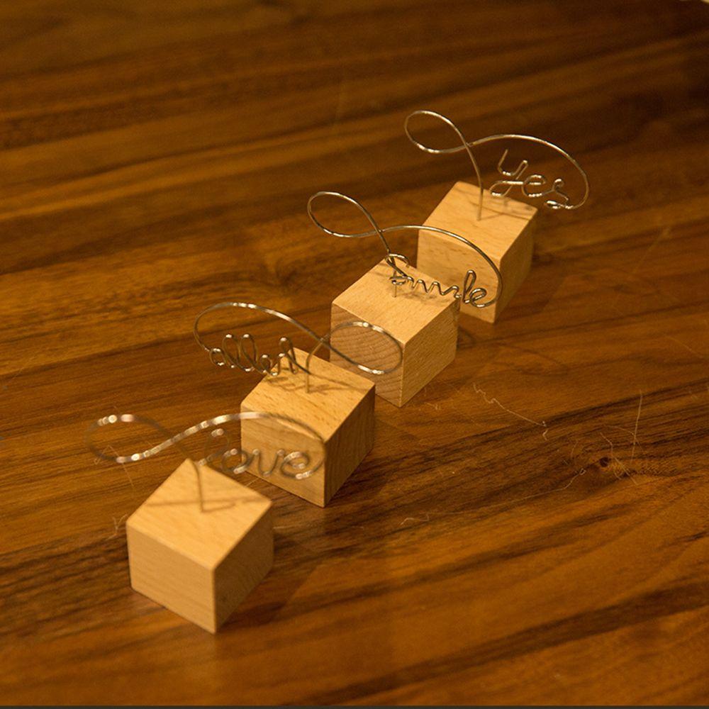 1 PC Creative Wedding Decor Desktop Ornaments Photo Clip Square Wooden Memo Holder Picture Frame