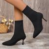 Winter Hot Selling High Quality Women's Boots Fashion Solid Color Pointed Toe Cloth Stiletto High Heel Women's Short Boots