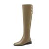 Cow Split Skin Autumn Winter Shoes Low Heels Riding Boots Round Toe Keep Warm Zipper Rivets Thigh High Boots