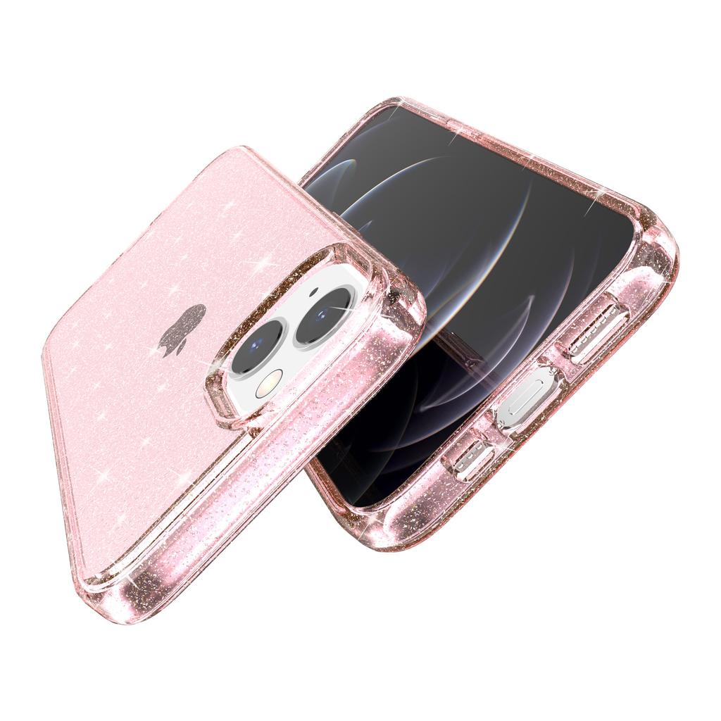 For iPhone 15 Bump Proof Protective Case Sparkly Glitter Hard PC+Soft TPU Phone Cover
