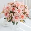 Faux Flowers Bundle Artificial Dahlia Rose Bunch Realistic Artificial Flowers for Flower Arrangement Home Wedding Decoration