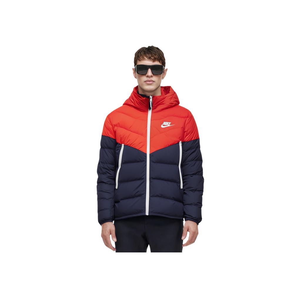 Nike Hooded Down Jacket with Logo Patch Men Outerwear Multicolor CU0226-673