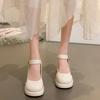 High-Heeled Mary Jane Shoes Women'S Fashion Small Round Head Thick Heel Non-Slip Small Leather Shoes