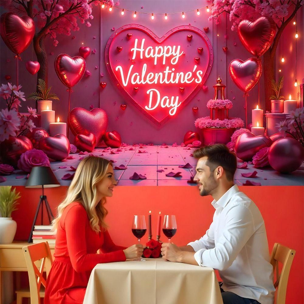 Rose Valentine's Day Photography Backdrop Balloon Happy Valentine's Day Banner Home Party Decor