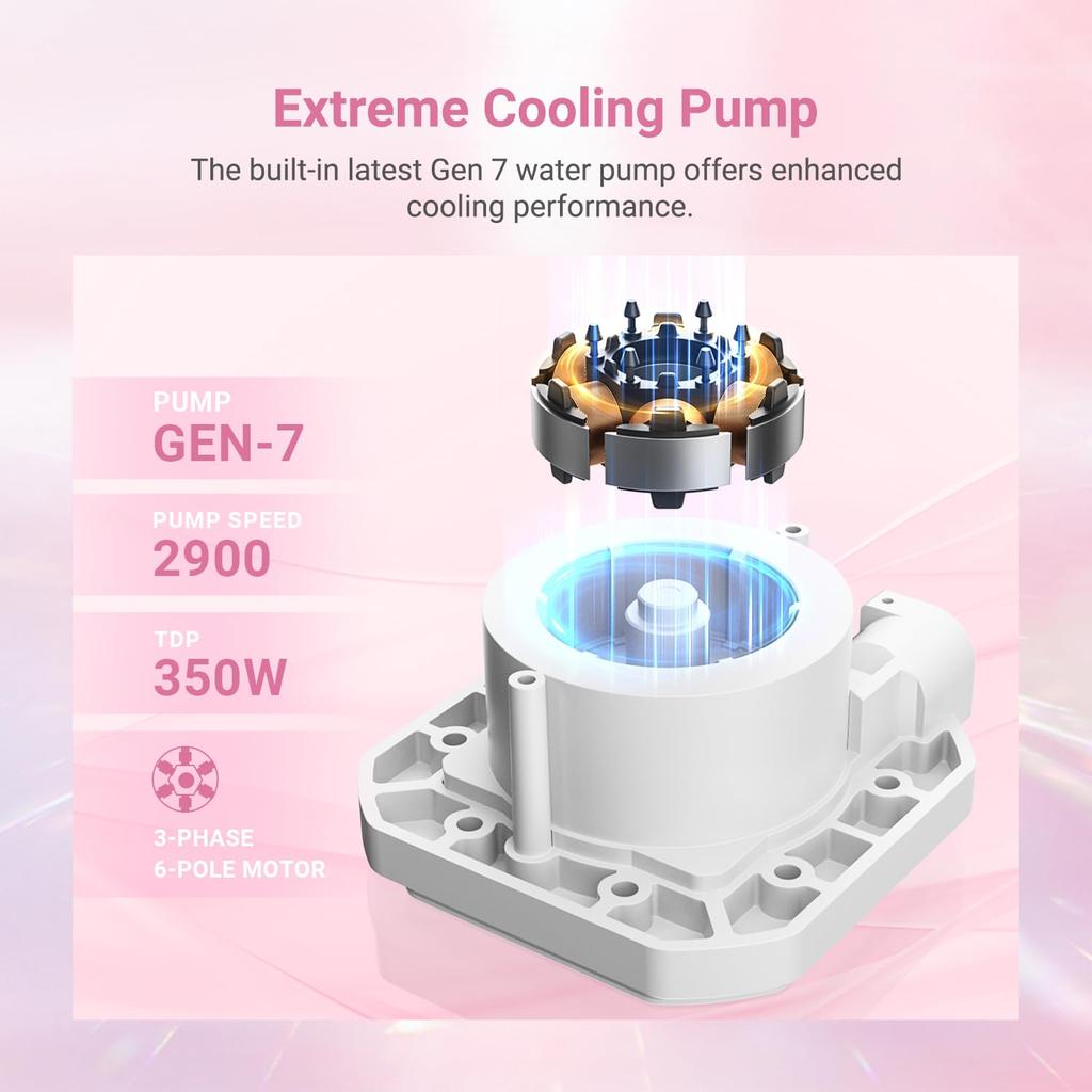 FX360 INF Pink Edition 360mm Liquid CPU Cooler with ARGB Infinity Mirror 3x120mm Daisy Chain Low Noise Operation Compatible with Intel AMD ID-COOLING