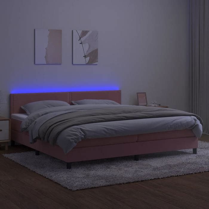 VidaXL Slat Bed Base with Mattress and LED, Upholstered Bed with Headboard, Double Bed, Adult Bedroom Bed, 3134368