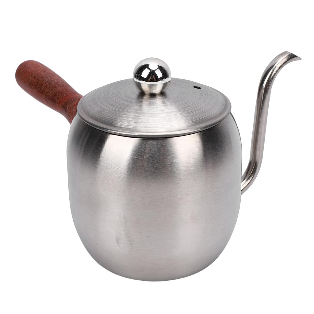 Pour Over Coffee Kettle 500ml 304 Stainless Steel Gooseneck Spout Coffee Drip Teapot with Wood Handle for Camping