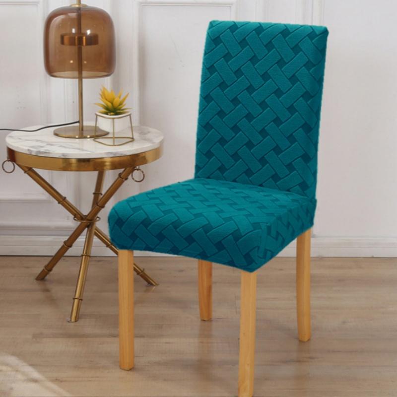 1 Pcs Thick Elastic Chair Seat Cover with Cross Jacquard Polyester Chair Cover Suitable for Hotel Banquet Restaurants