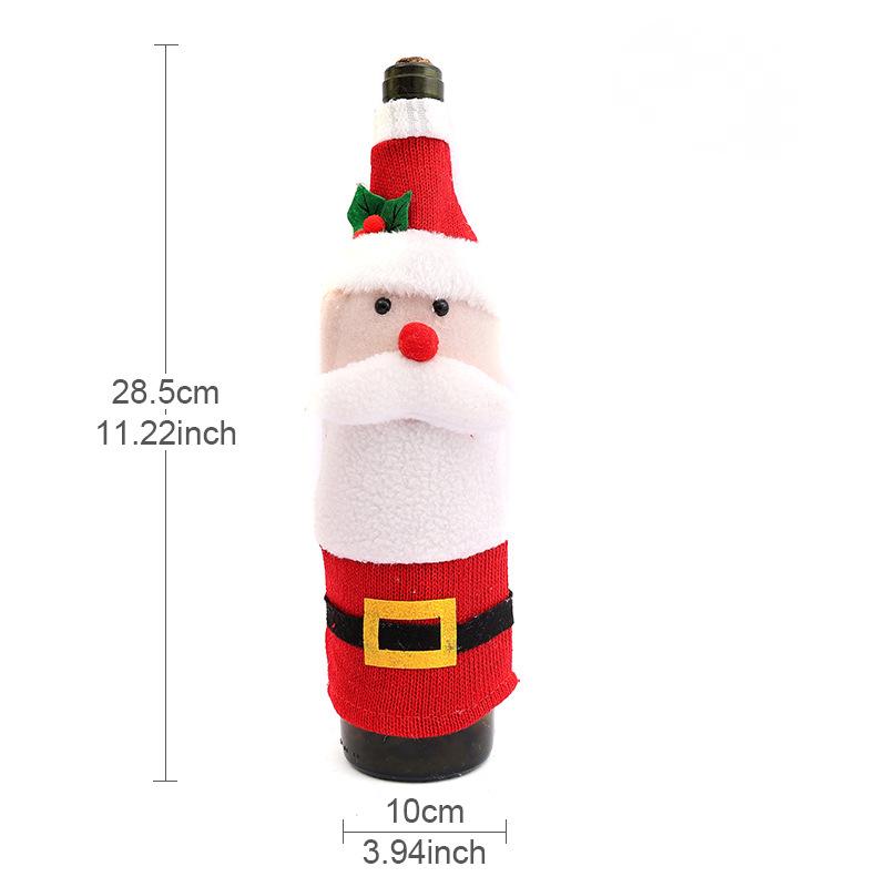 Kitchen Supplies Creative Flannelette Elderly Wine Bottle Cover, Snowman Wine Bottle Bag, Christmas Decoration, Knitted Cartoon Wine Bottle Cover