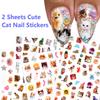 2 Sheets Cute Cat Paw Nail Art Stickers, Self-Adhesive Nail Decals for Manicure Decoration