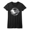 ZZ Top Metallic Wheel Logo Womens T Shirt Rock Band Album Concert Tour Merch