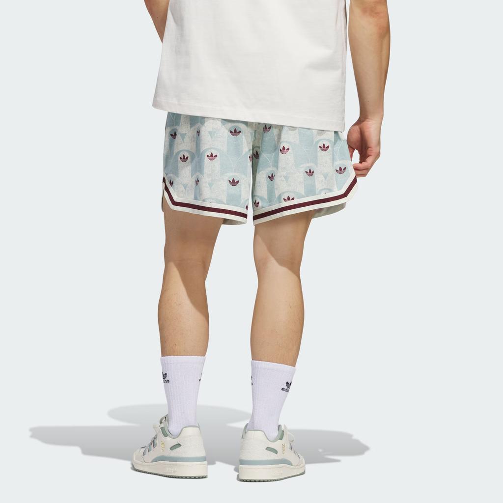 Adidas Originals X Hoop York City Allover Print Logo Comfortable Loose Sports Shorts Unisex Shorts Ivory-White Textured-Green Dark-Red JC5973