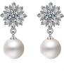 Silver Plated Latest Stylish Crystal Pearl Earrings for Women and Girls