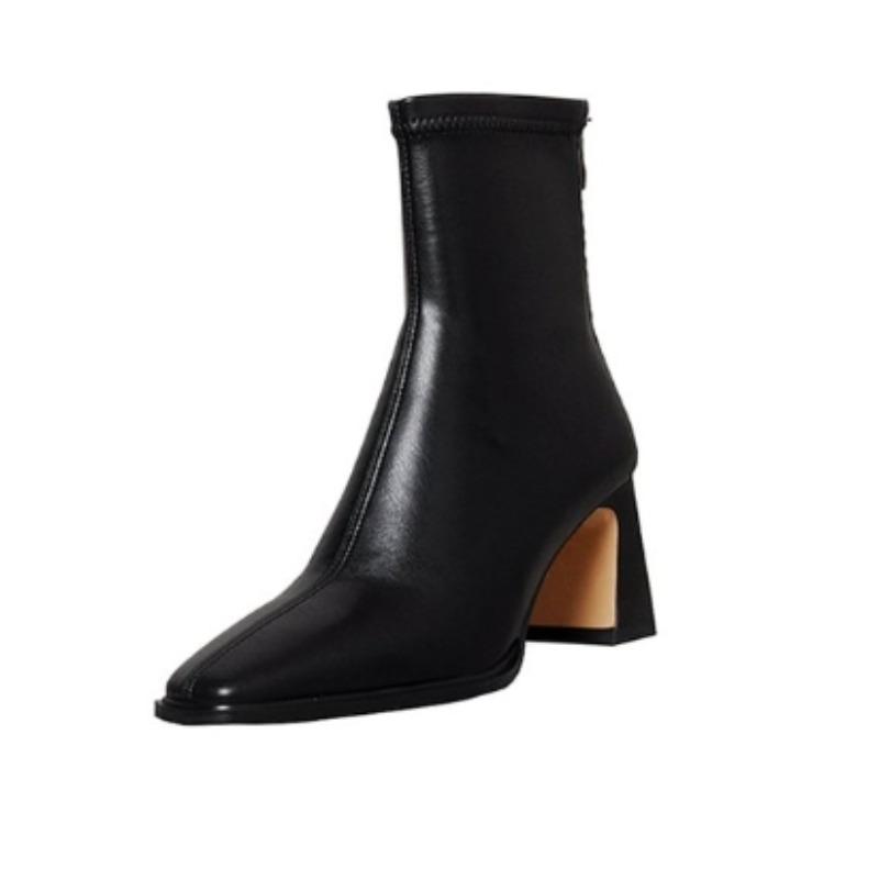 Новые Популярные Винтажные Теплые Хлопковые Женские Ботильоны Элегантные Туфли с Квадратным Носком Осень Зима Толстый Каблук Женские Короткие Ботинки