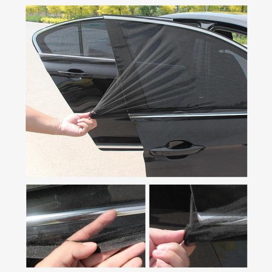 1 Pair Car Rear Window Sunshade UV Protect Shield Mesh Prevent Mosquito Sunshine Privacy Protection Elastic Folding Curtain for Most Vehicles Sedans