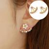 Women Rhinestone Inlaid Daisy Stud Earrings Ear Jacket Jewelry Gift