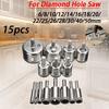 15pcs Diamond Coated Drill Bit Set Tile Marble Glass Ceramic Hole Saw Drilling Bits for Power Tools 6mm-50mm