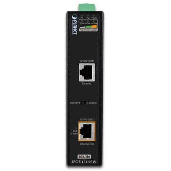 Single Port Gigabit PoE Injector Switching Hub []PLANET IPOE-171-95W 802.3bt