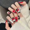 Christmas Press On Nails Almond Fake Nails 3D Design Glue On False Nails Press Ons Medium Acrylic Nails Glossy Full Cover Stick On Nails for Women