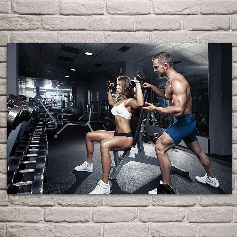 Modern Gym Fitness Canvas Painting Bodybuilding Character Wall Art Poster Sexy Men Women Muscle Wall Picture Mural Cuadros