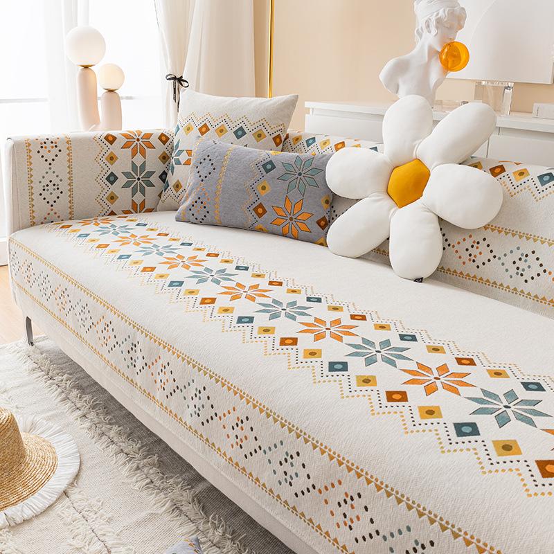 Chenille Sofa Cushion Leather Four Seasons Universal Simple Modern Cover Cloth Sofa Cover Light Luxury High-End Cushion Towel American Style