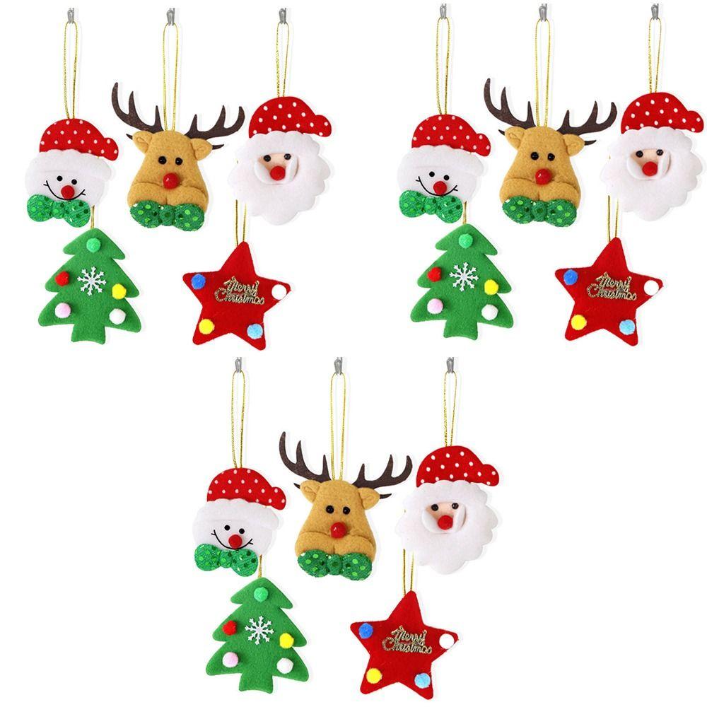 15pcs Cartoon Christmas Elk Snowman Pendant Indoor Outdoor Ornaments