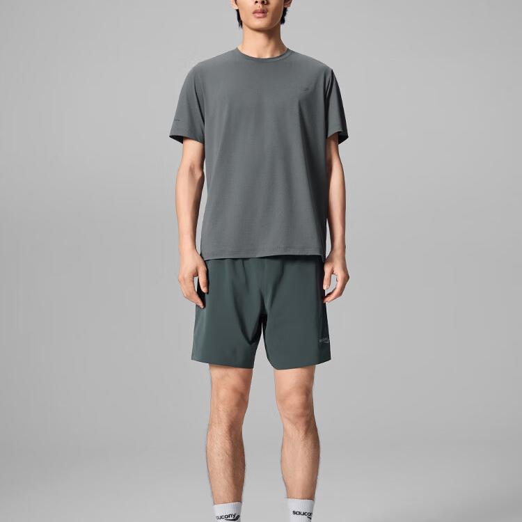 SAUCONY Running Training Series Logo Letter Comfortable Lace-Up Sports Shorts Unisex Shorts Mist-Gray SA2259DP03T-GR085