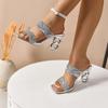 Women Sandals Party Dress Shoes Woman Summer Open Toe Crystal Heels Women Double Band Glitter High Heels Sandals Women