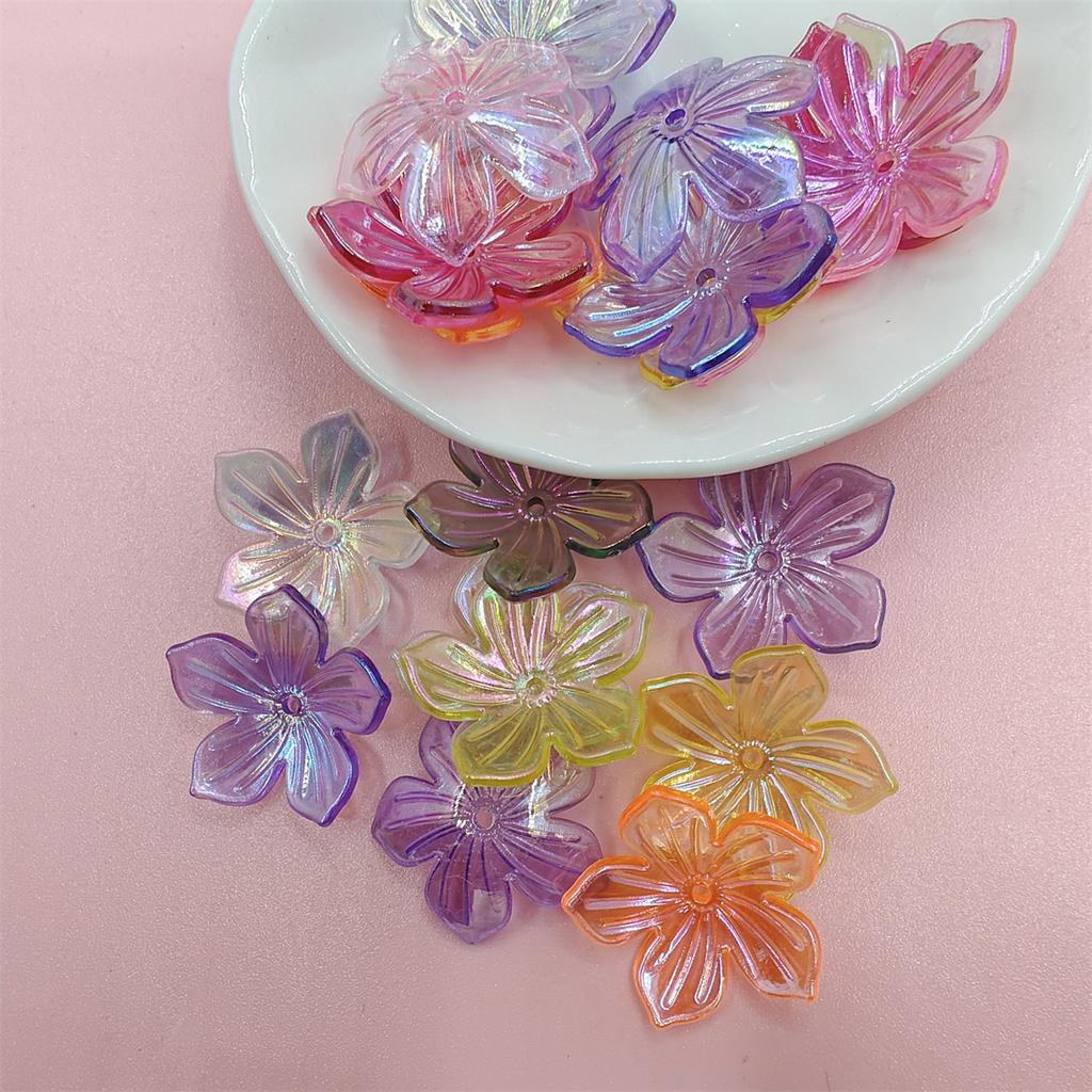 60Pcs Bracelet Necklace Acrylic Beads 22.8mm DIY Handmade For Jewelry Making Loose Spacer Beads Sun Flower Shape