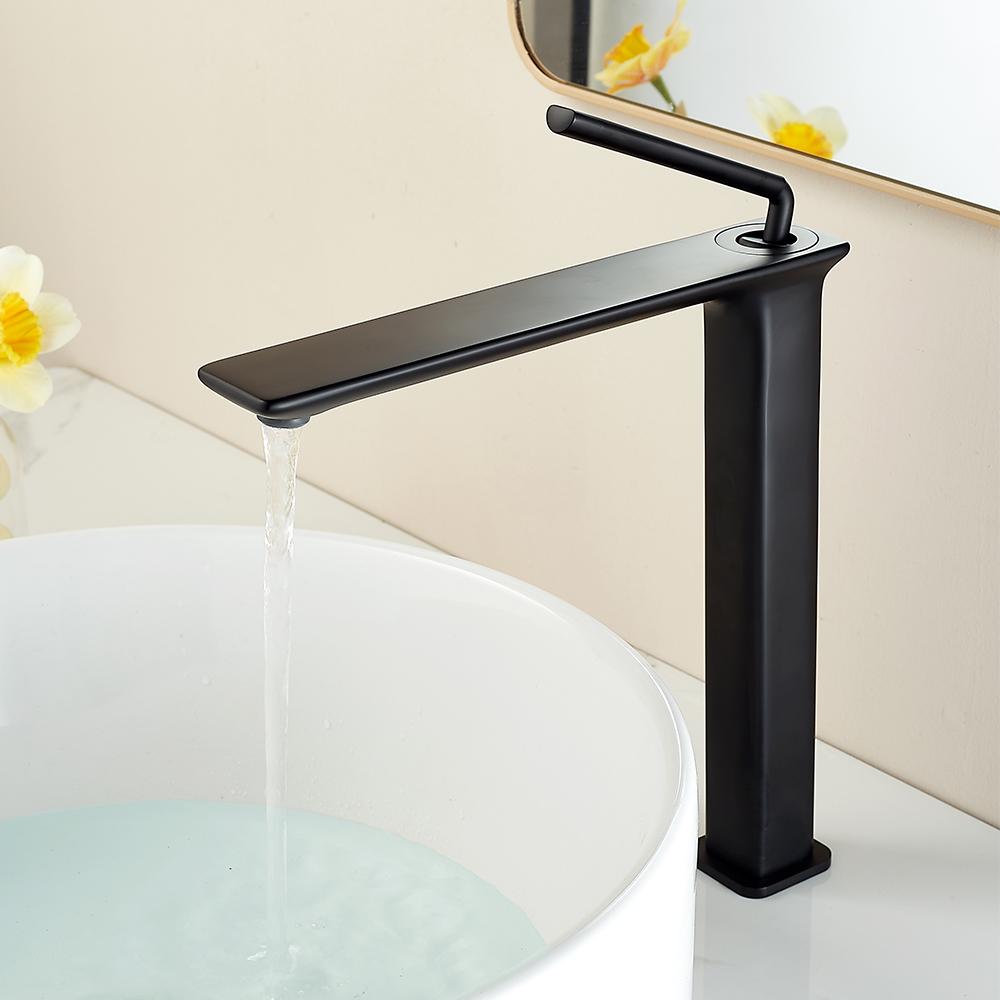 Basin Faucets Modern Black Bathroom Mixer Tap Brass Washbasin Faucet Single Handle Single Hole Elegant Crane For Bathroom 855991