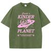 Geeate A Kinder Planet Pink Print Mans Tee Clothing Cartoon Comfort T-Shirt Round Neck T-Shirts Retro S-Xxxl Half Sleeve