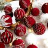Dark Red Pearl Flocked Christmas Tree Decoration Balls - DIY Hanging Ornaments for Scene Layout