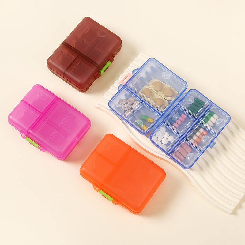 Portable 9-Compartment Transparent Pill Box with Moisture-Proof Seal and Logo