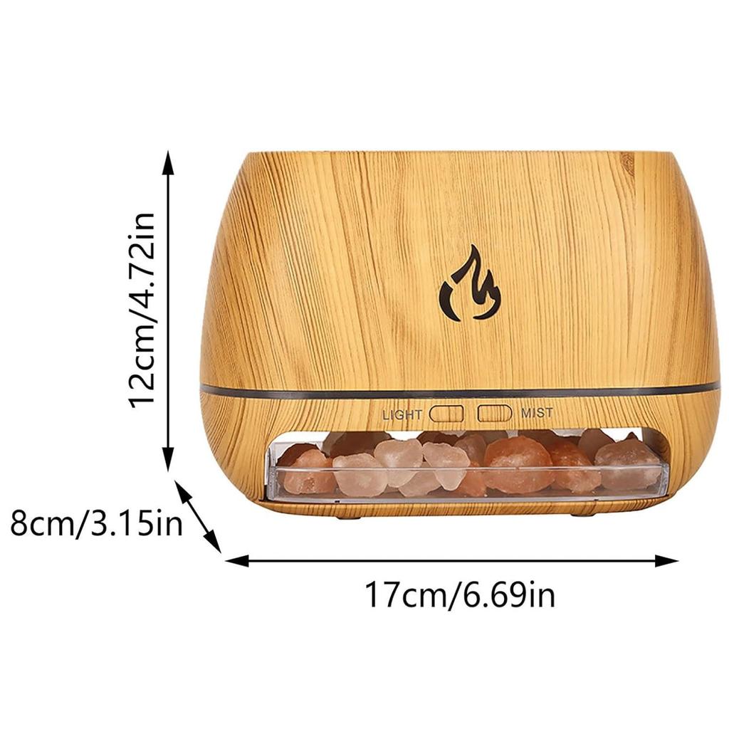 Flame Fire Salt Rocks Diffuser Humidifier Wood Grain Simulation Oil Humidifier Aromatherapy Machine
