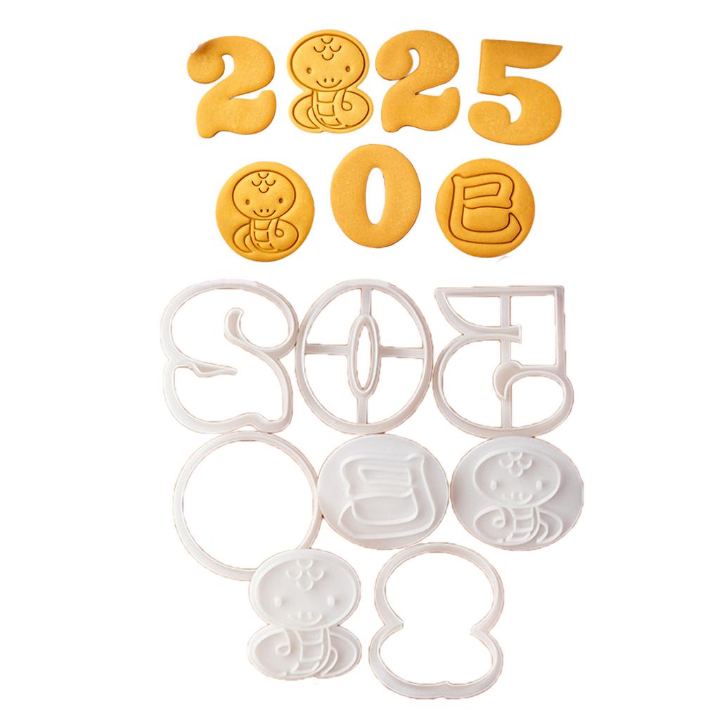 Pressable Biscuits Mold Snake Year Cookie Cutters Biscuits Fondant Cookie Stamps Kitchen Tool Party Supplies