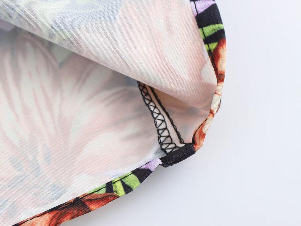 2025 Spring Women's European & American Style Loose Print Cinched Waist Long Dress