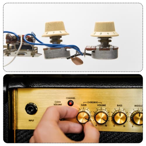 uxcell 4-Piece Aluminum Potentiometer Knob, 1/4" (6mm) ID X 5/8" (15mm) OD X 1/2" (13mm) Height, Universal Volume and Tone Control Knob for Guitar and