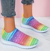 Fashion Shining Crystal Breathable Mesh Sneaker Shoes for Women Comfortable Soft Bottom Flats Plus Size 43 Non Slip Woman Casual Shoes